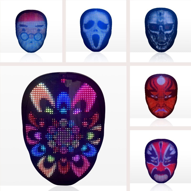 Halloween Face Masks Full Color LED Luminous Mask Face Changing Mask Party Bar Props